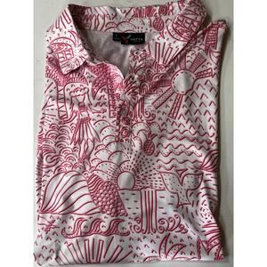 Yatta Golf Polo Shirt Men's LG‎ Short Sleeve Floral Palm Tropical Geometric